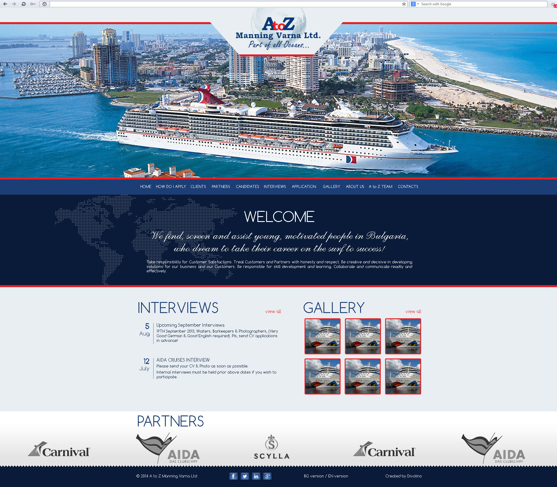 Website design for A to Z Manning Varna